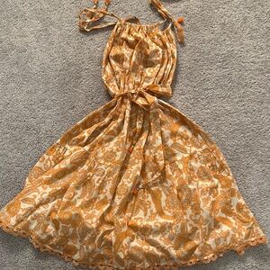 Zimmermann Orange Floral Halter Dress